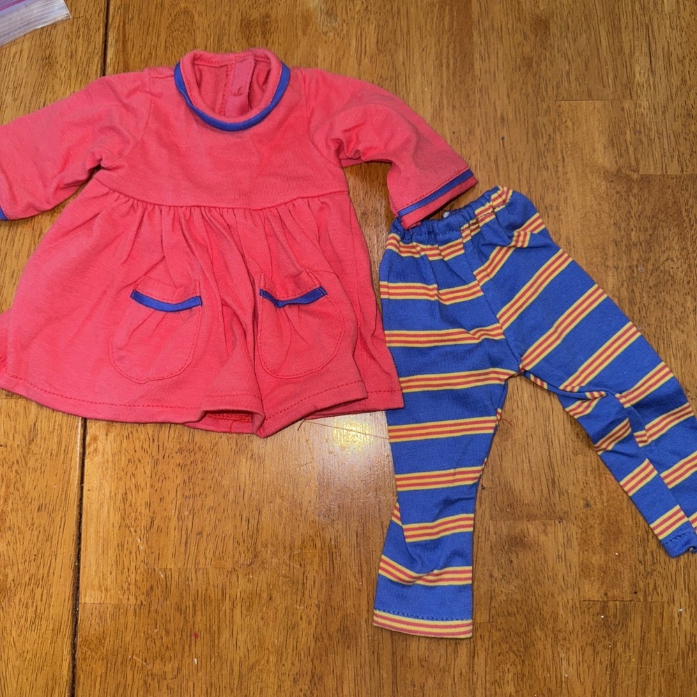 Beatrice Small World Collections Orange Play Dress Blue Striped Leggings 18 Doll